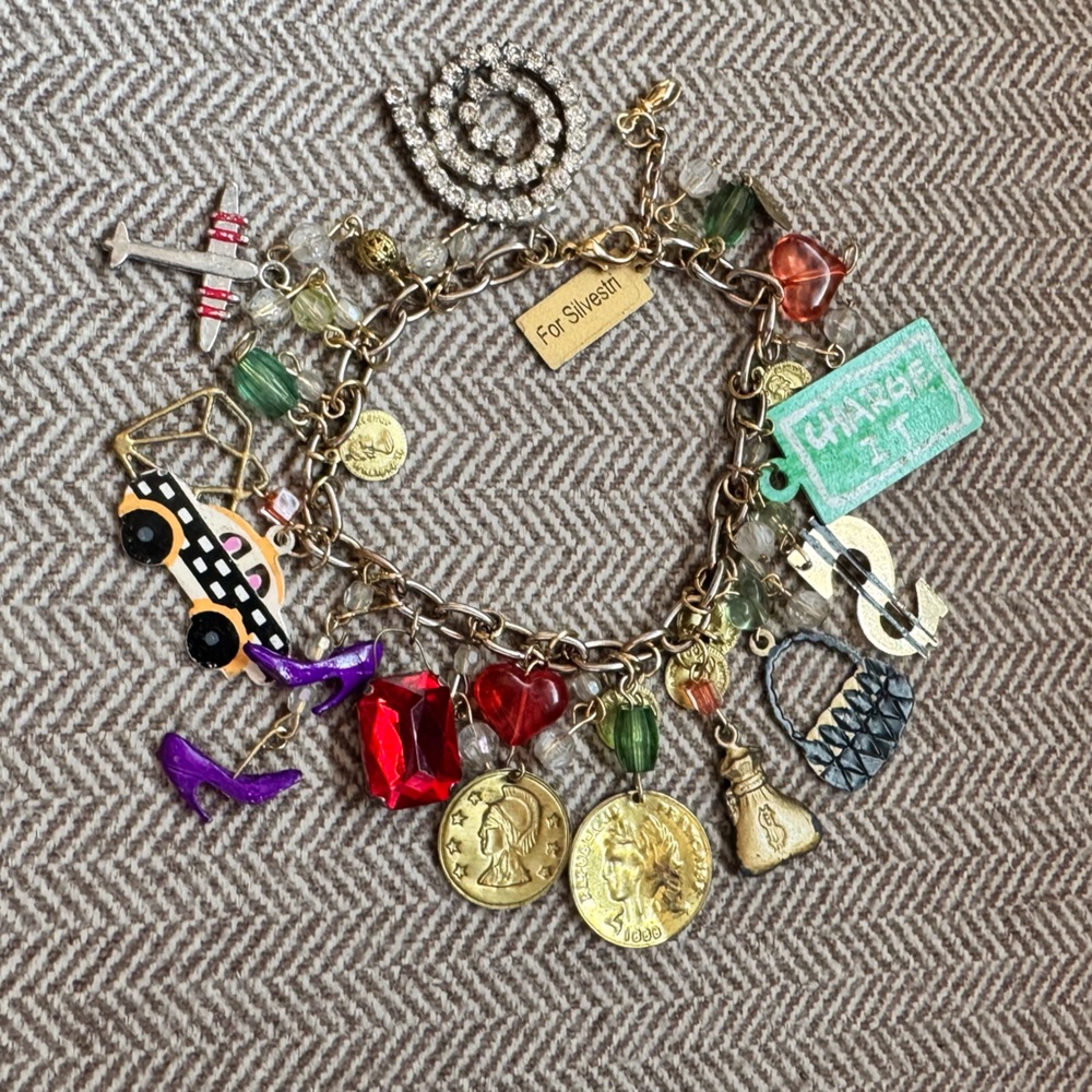 Vintage Karen Rossi for Silvestri Whimsical Shopping Statement Charm Bracelet - Picture 2 of 13